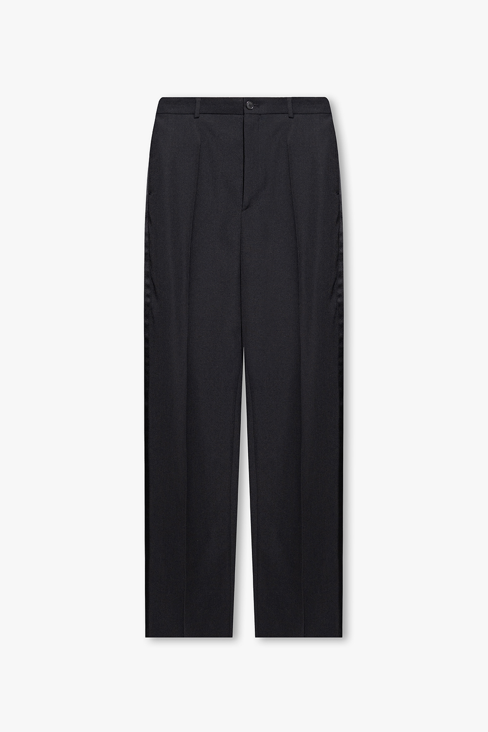 front trousers Balenciaga Black Wool pleat Boutique Moschino